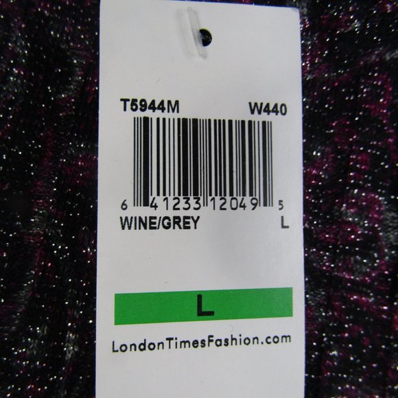 London Times NWT Large Purple Turtle Neck Long Sleeve Ribbed Pullover Mini Dress - Picture 2 of 7